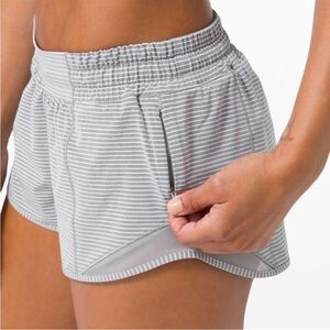 Lululemon Hotty Hot Short II *Long 4" in Hype Stripe Raceway Grey White